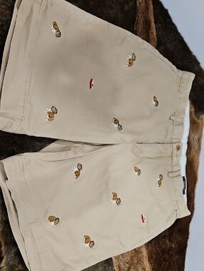Polo Men's Chino Shirts Embroidered Dog & Bone Design Khaki Color Size 30"